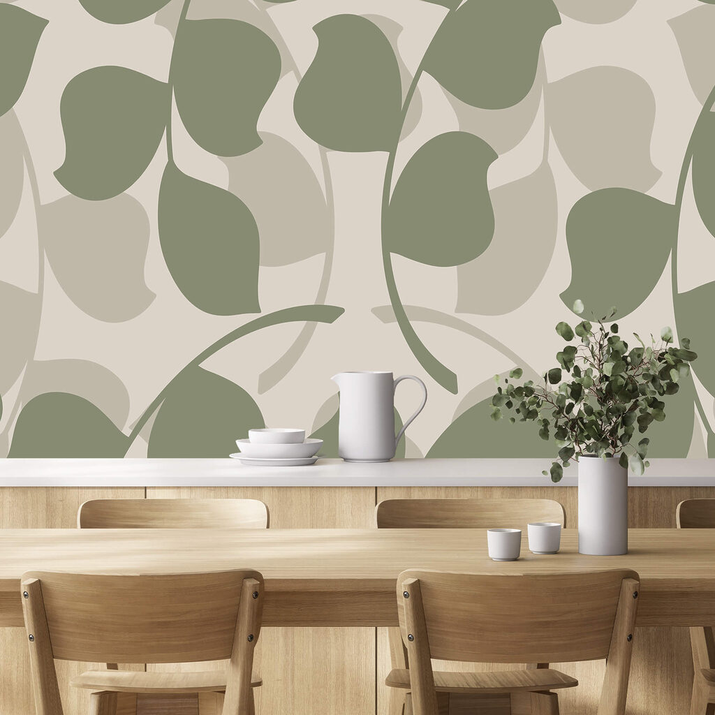 Pattern of leaves on a beige background