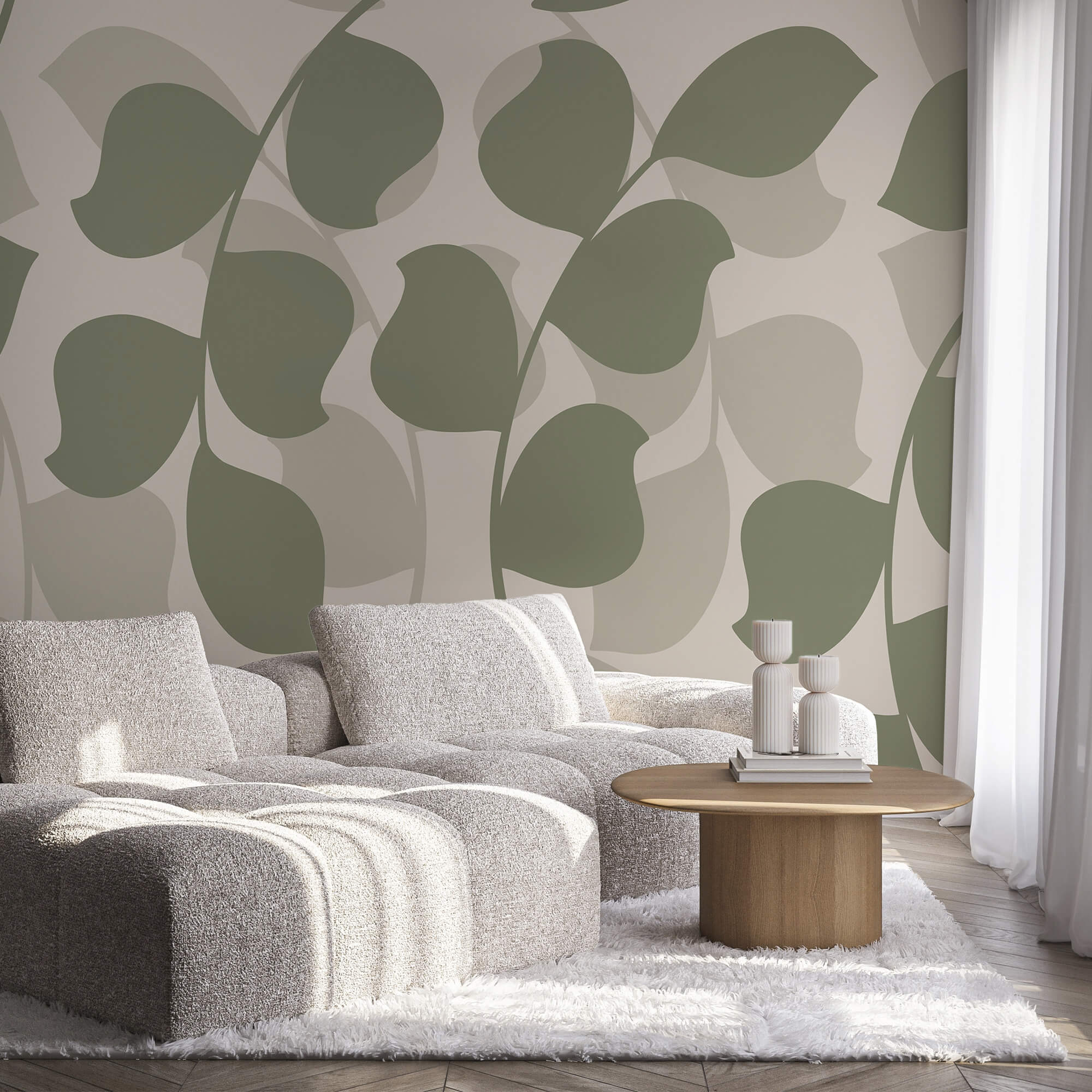 Pattern of leaves on a beige background