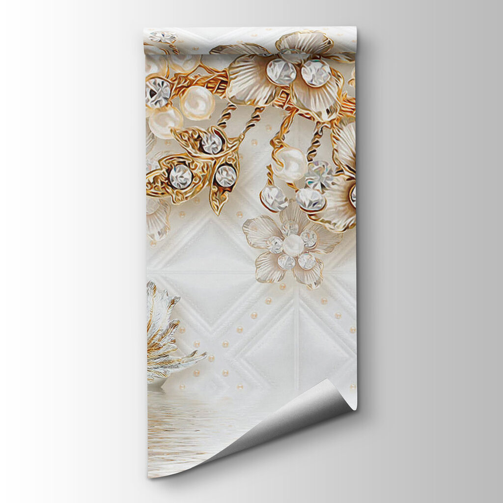 Wallpaper with swans and flowers Wallpaper with swans and flowers