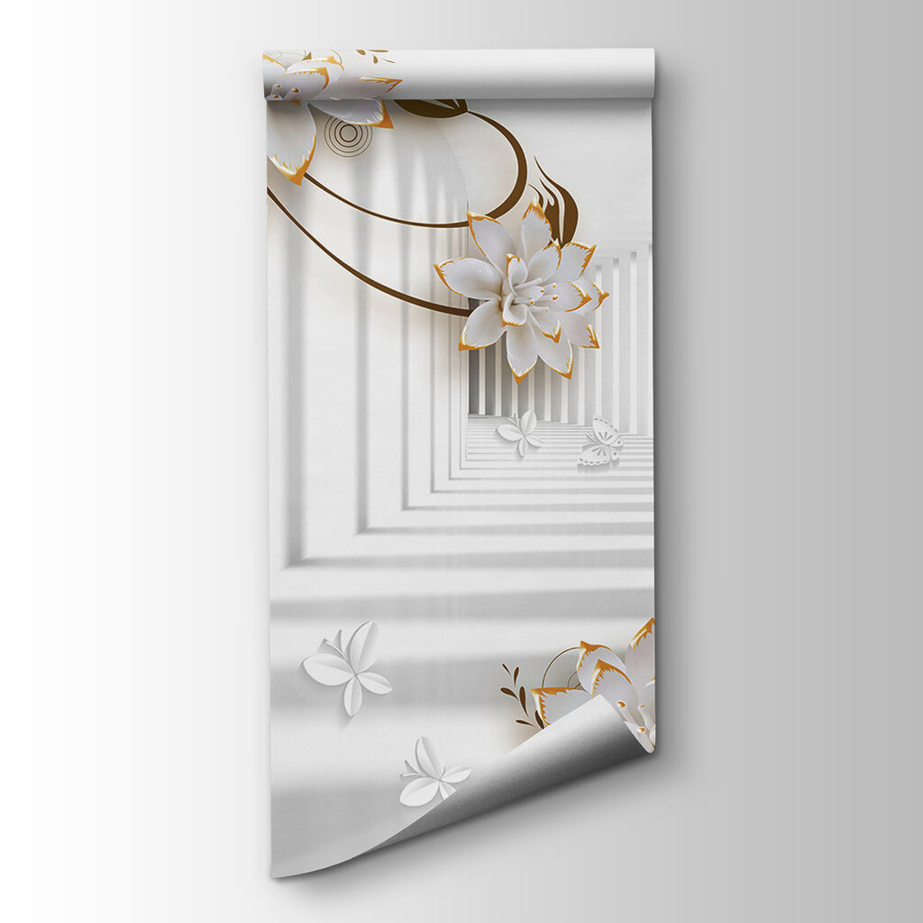 White and orange flowers on a white background White and orange flowers on a white background