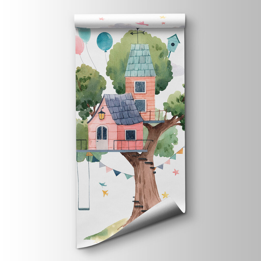 Watercolor painting of a tree house