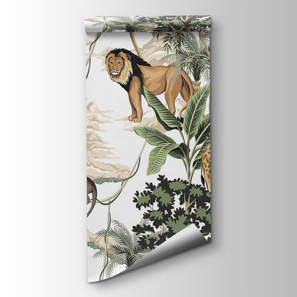 Wallpaper with animals and trees