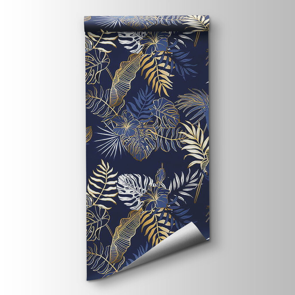 Pattern of leaves on a blue background