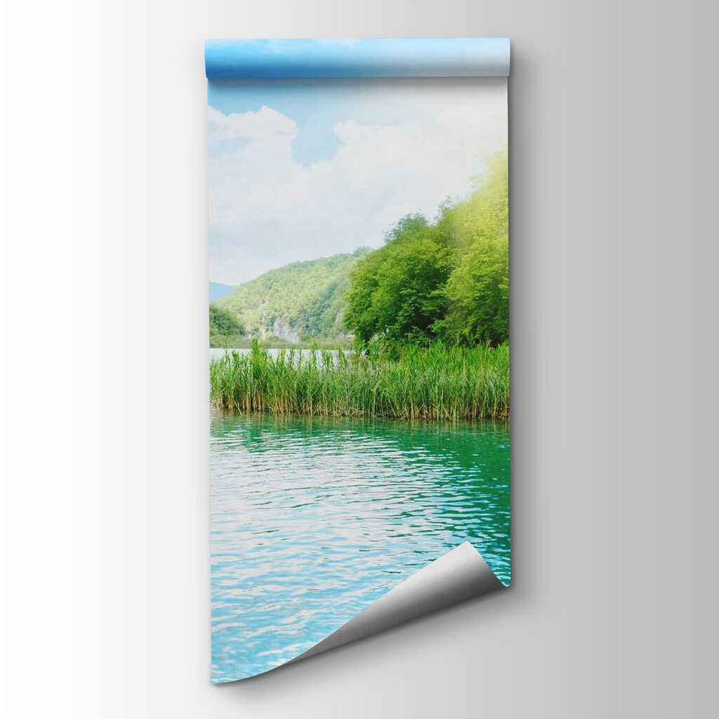 Body of water with grass and trees around it