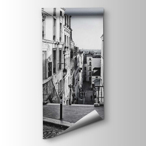 Street with buildings and a street light