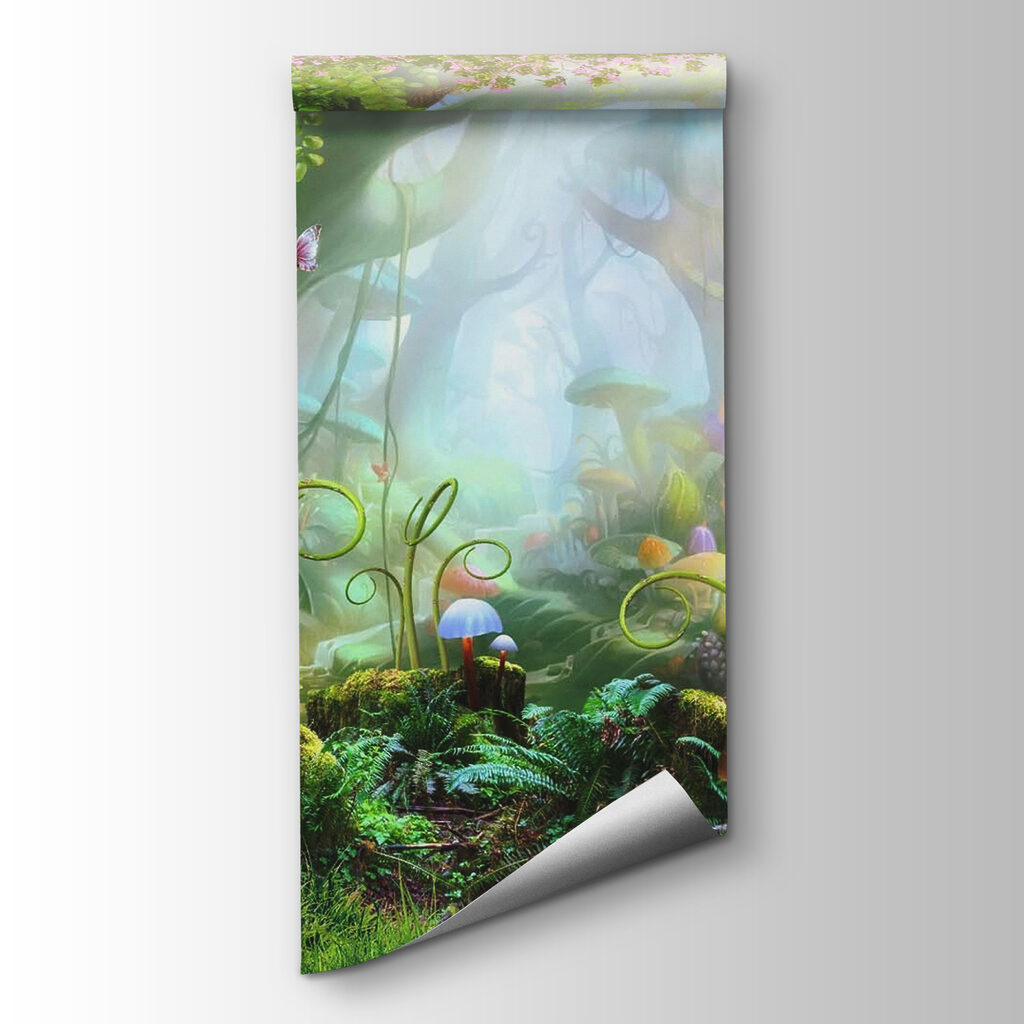 Fairy tale forest with a fairy house and mushrooms Fairy tale forest with a fairy house and mushrooms