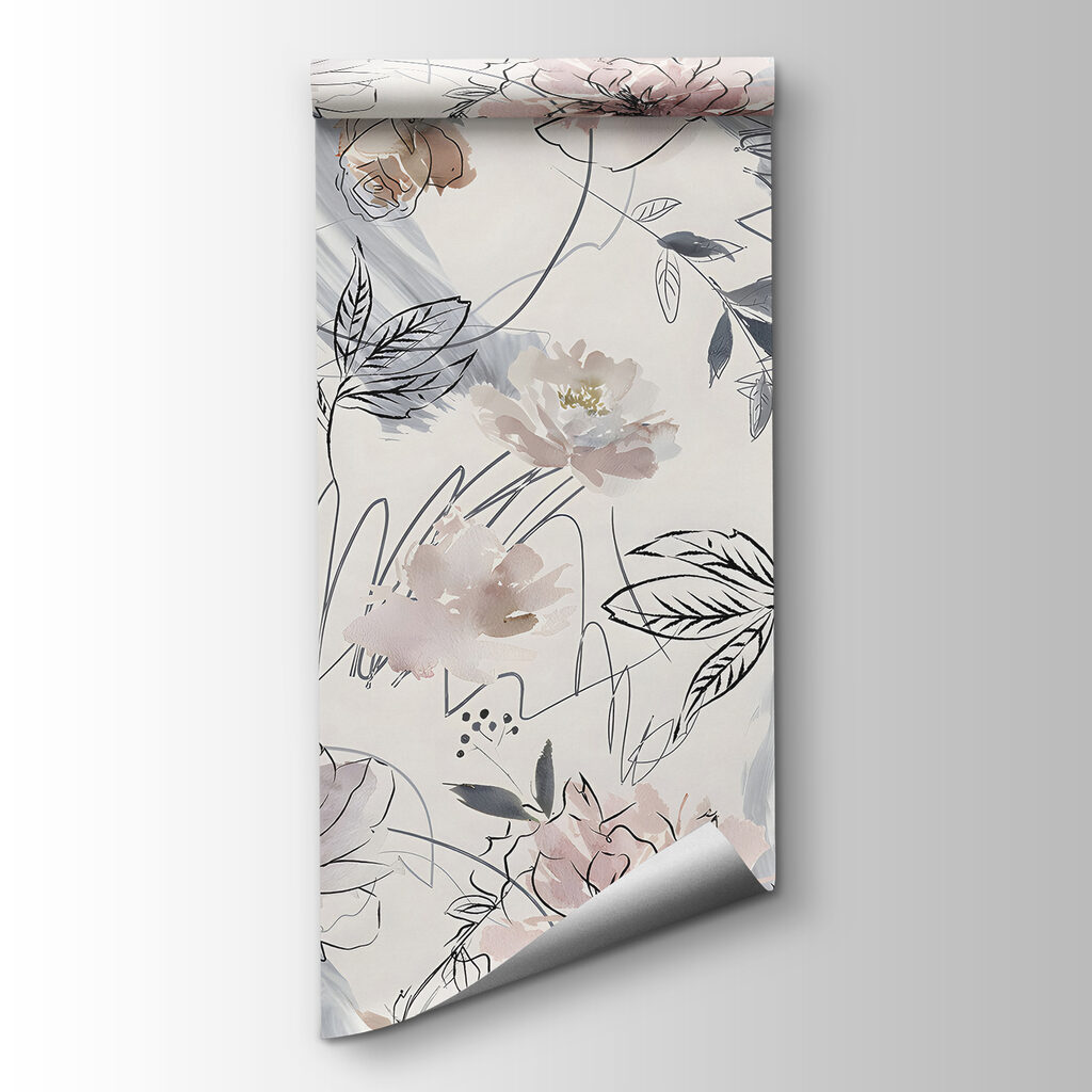 Floral pattern with black and white flowers