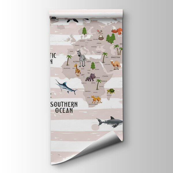 Map of the world with animals Map of the world with animals