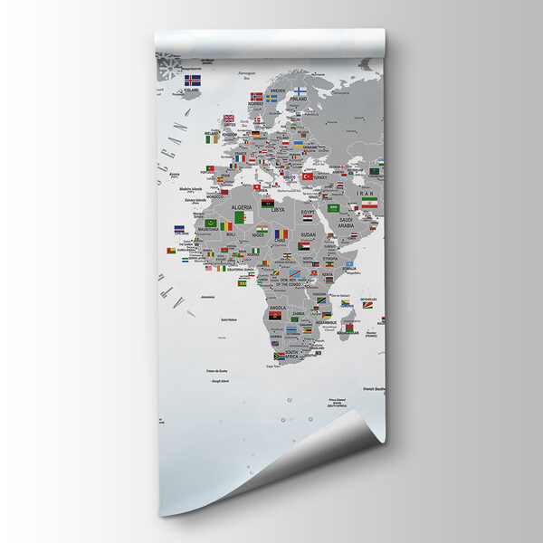 Map of the world with flags