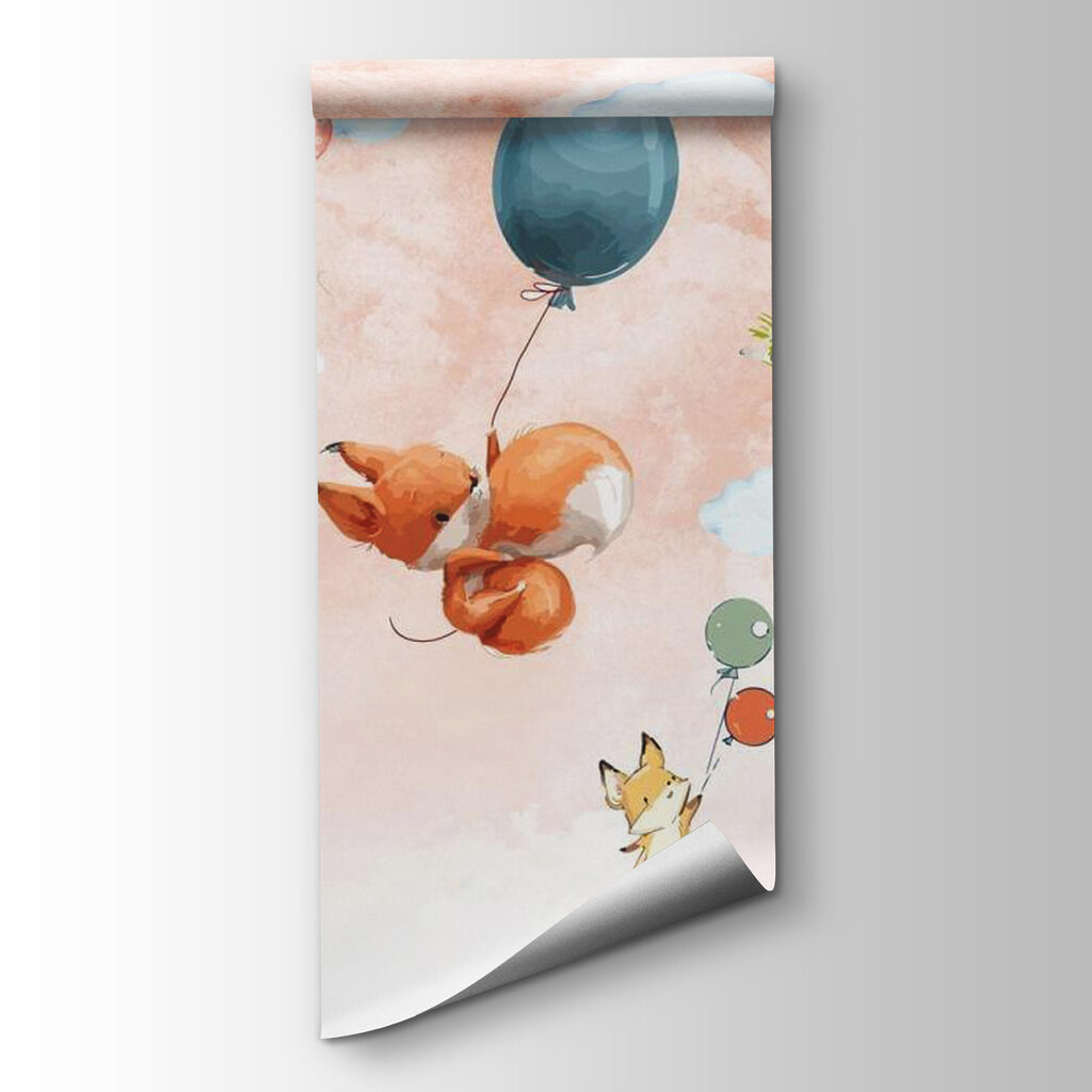 Cartoon animals flying with balloons Cartoon animals flying with balloons