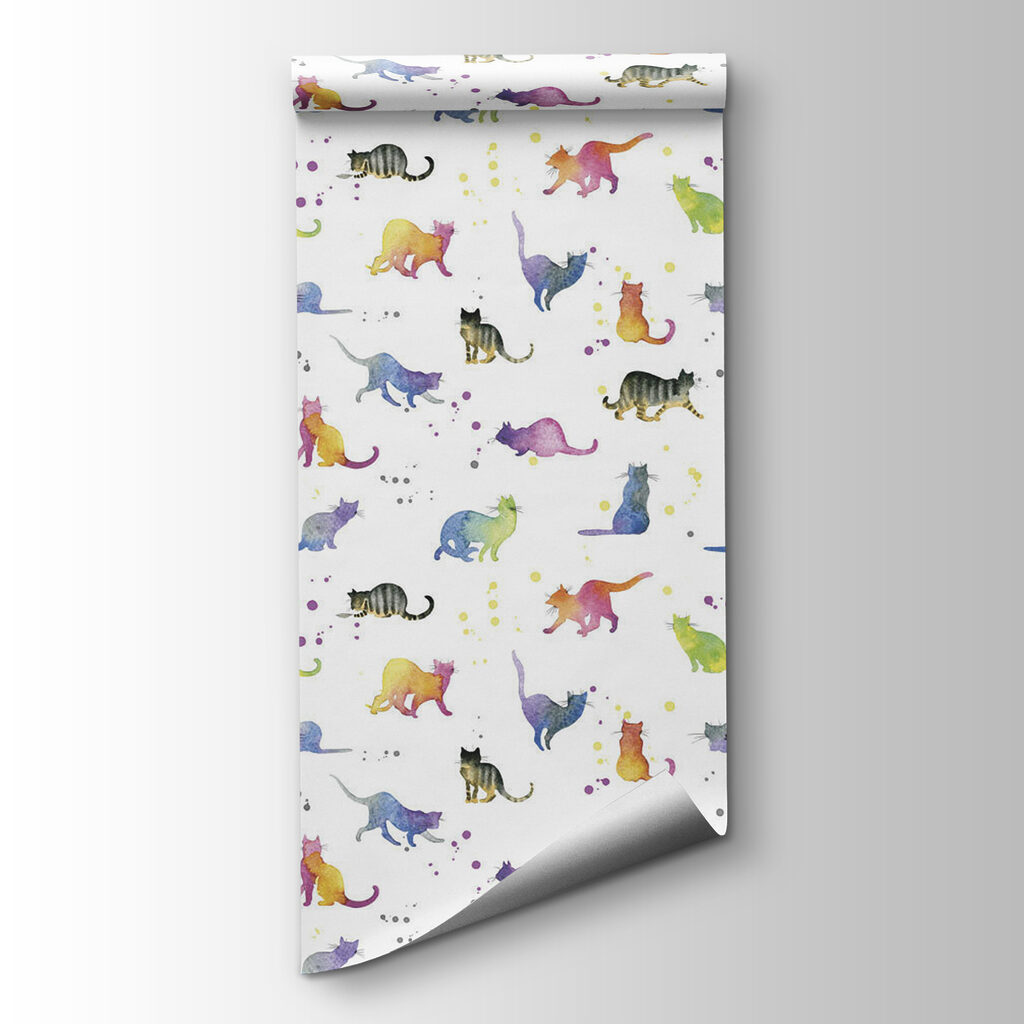 Pattern of watercolor cats