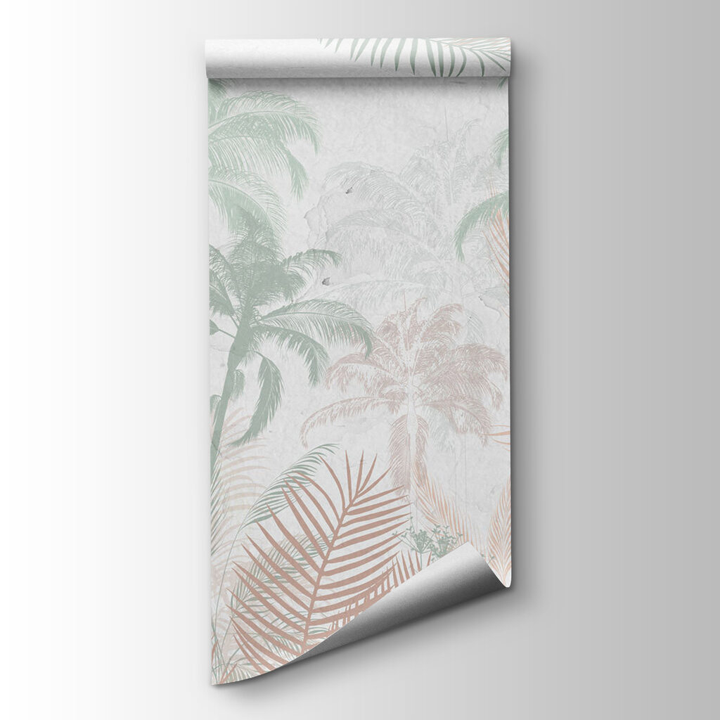 Palm trees and plants on a white background