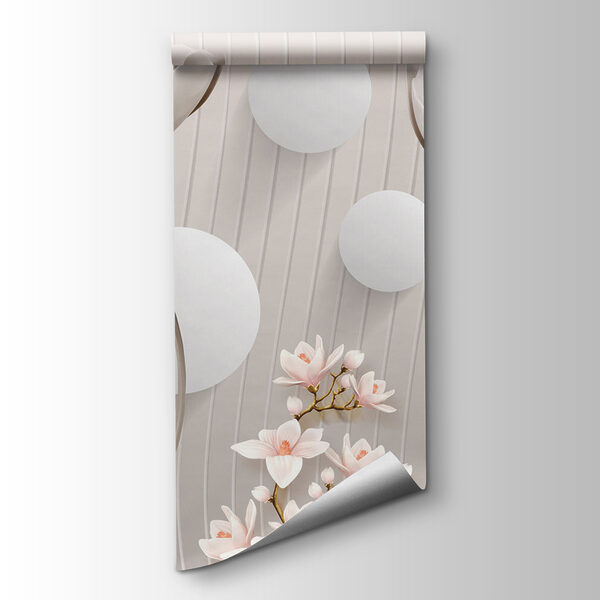 Wallpaper with flowers and circles