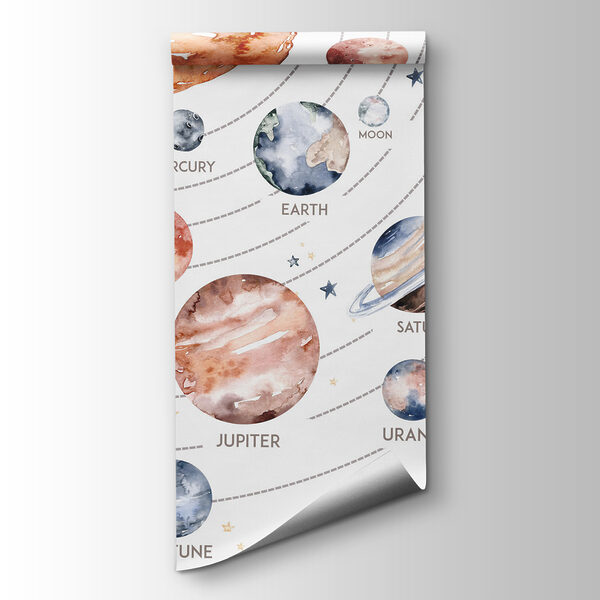 Watercolor of planets and stars Watercolor of planets and stars