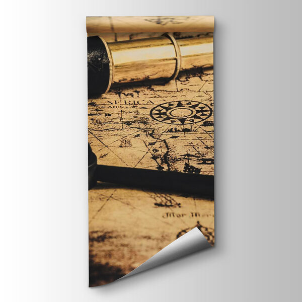 Magnifying glass and a telescope on a map