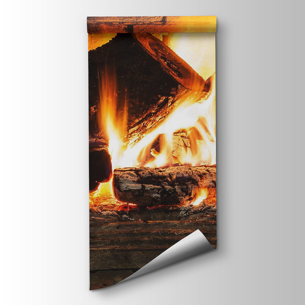 Fire in a fireplace