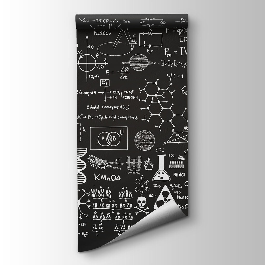 Blackboard with math symbols and formulas
