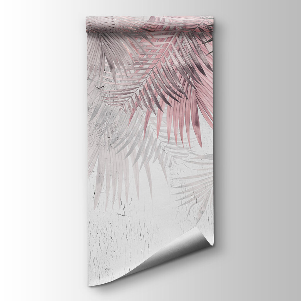 A pink and white palm leaves