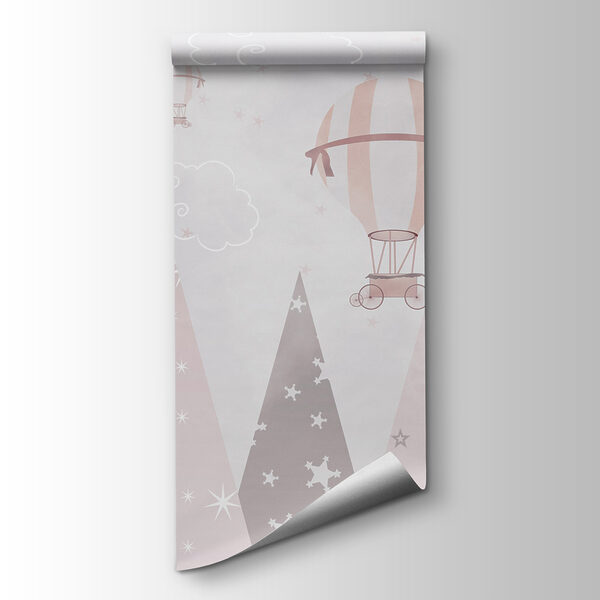 Pink and white hot air balloons