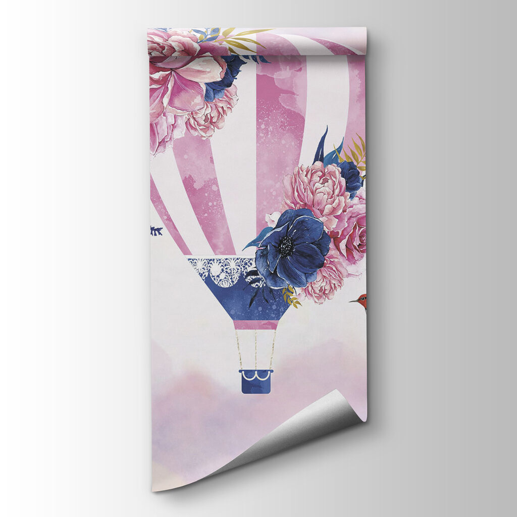 Group of hot air balloons with flowers