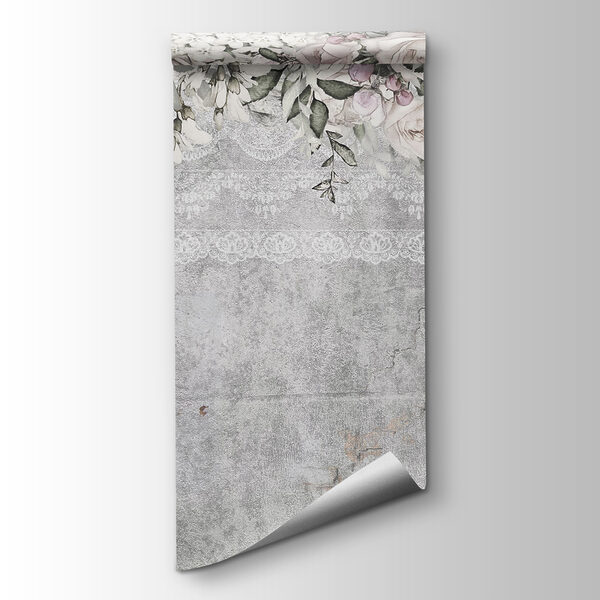 White and pink flowers on a gray background
