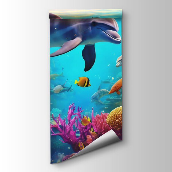 Dolphin swimming in a coral reef