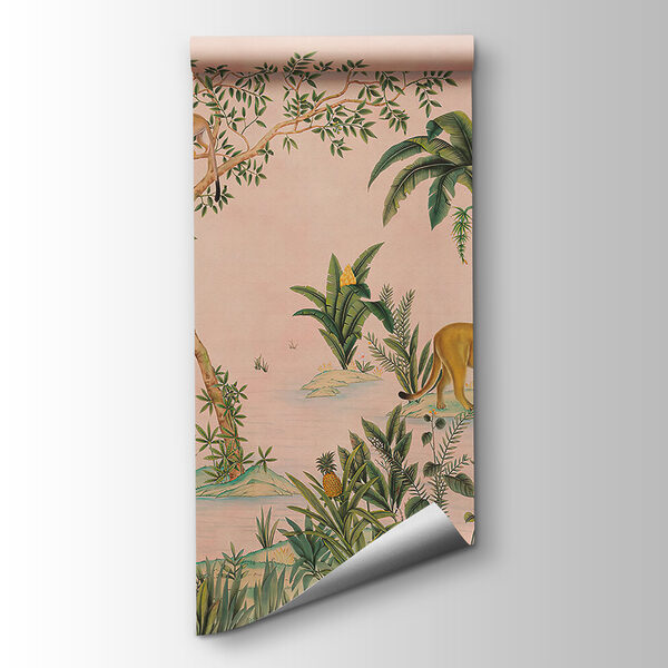 Wallpaper with animals and trees