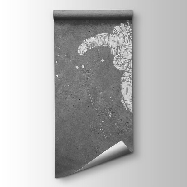 Drawing of an astronaut on a skateboard