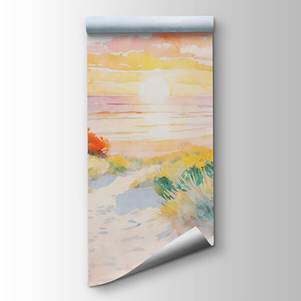 Watercolor painting of a house and a beach Watercolor painting of a house and a beach