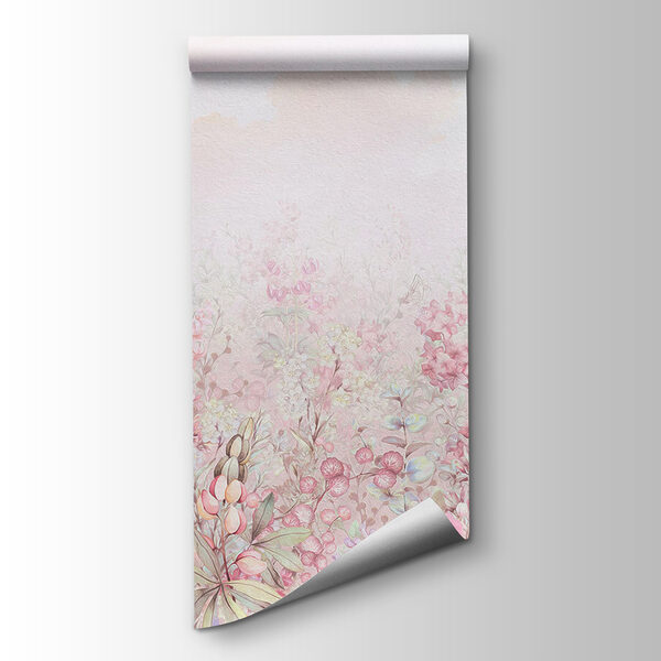 A painting of flowers and leaves