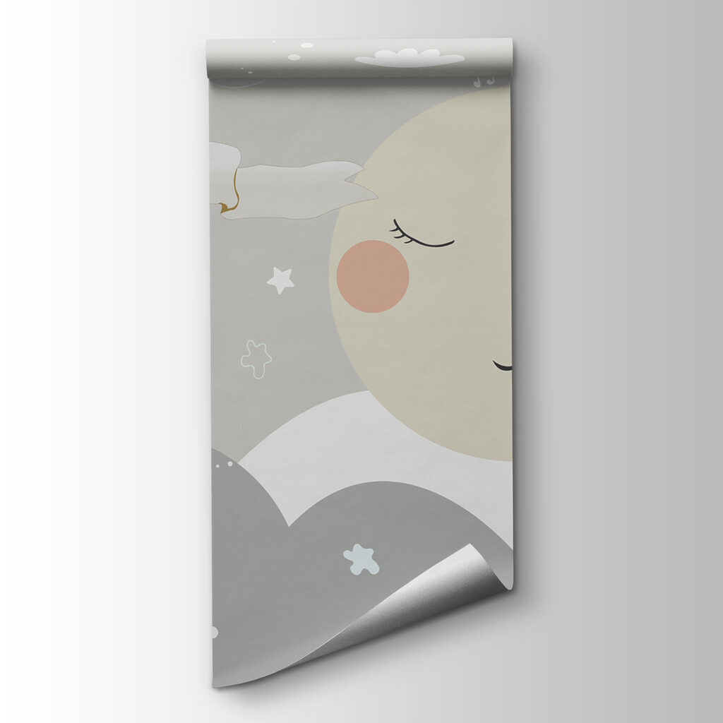 A cartoon of a moon and a bear