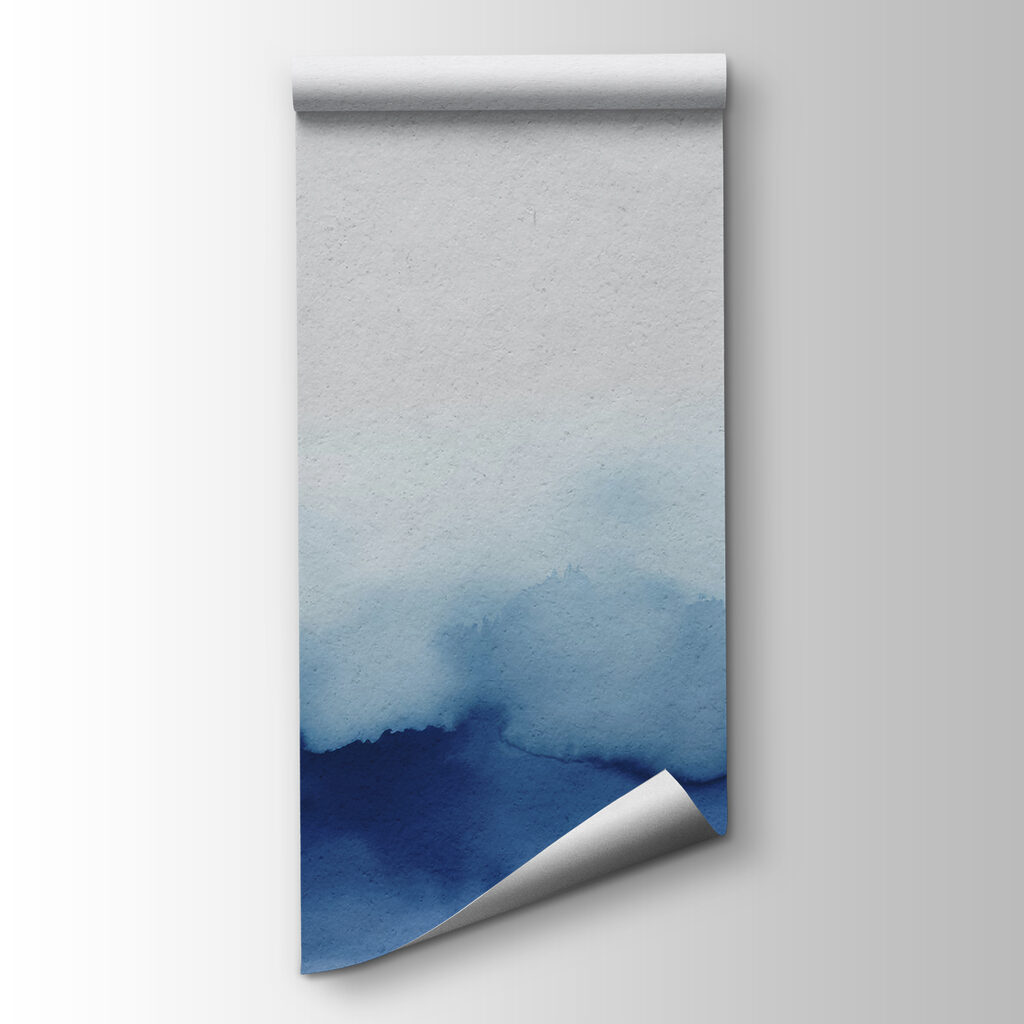 A blue and white watercolor