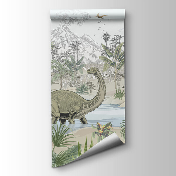 A group of dinosaurs in a river A group of dinosaurs in a river