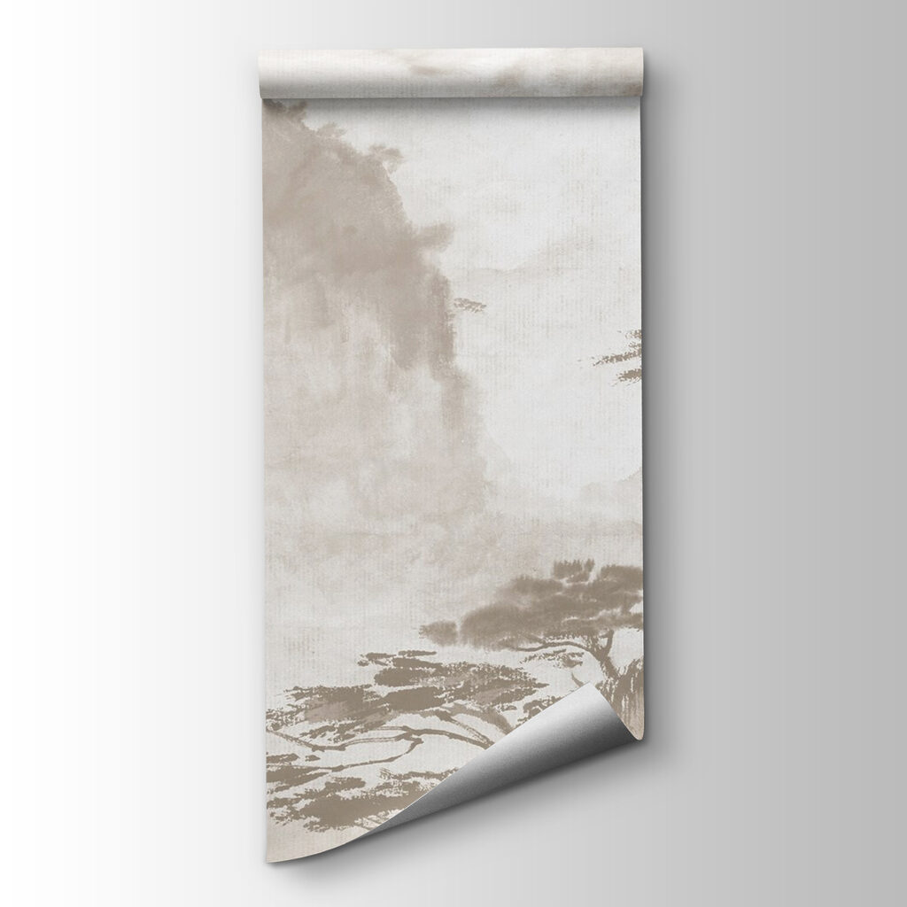 Painting of trees and mountains Painting of trees and mountains