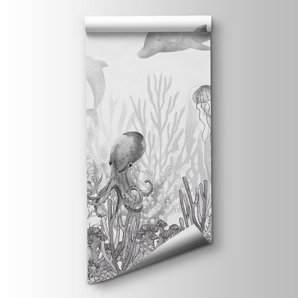 A sea life with fish and jellyfish