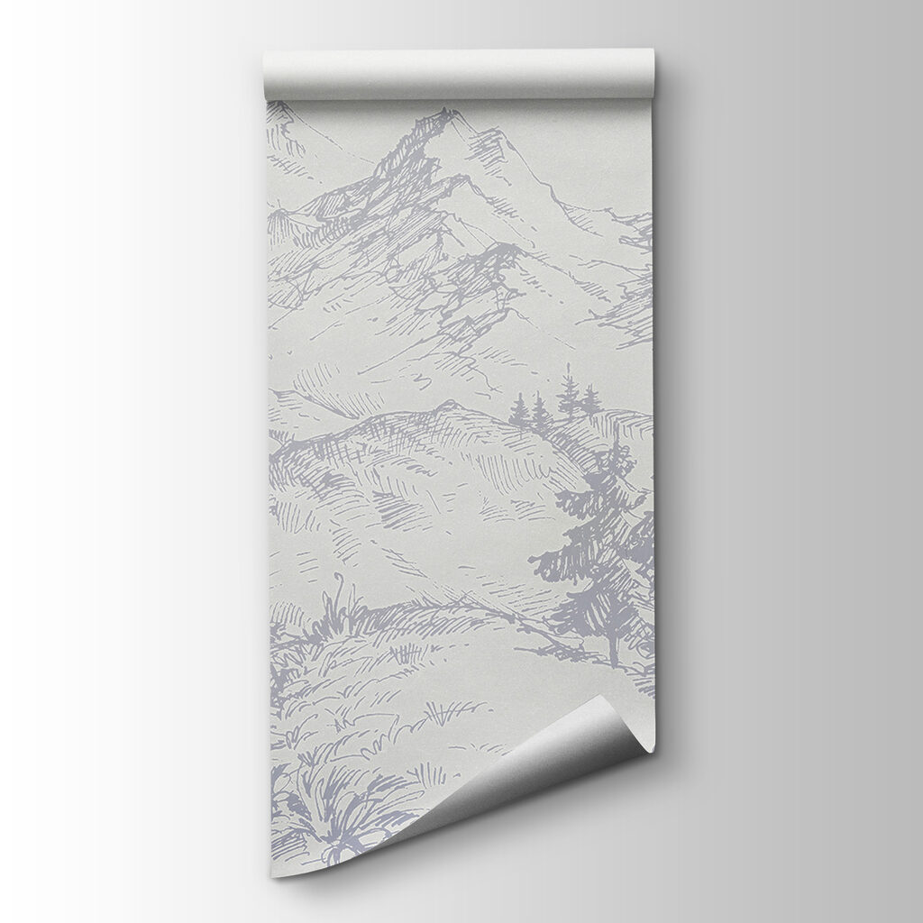 A drawing of a road and mountains A drawing of a road and mountains