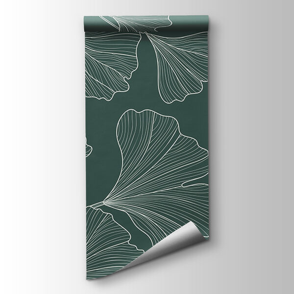 A pattern of leaves on a green background