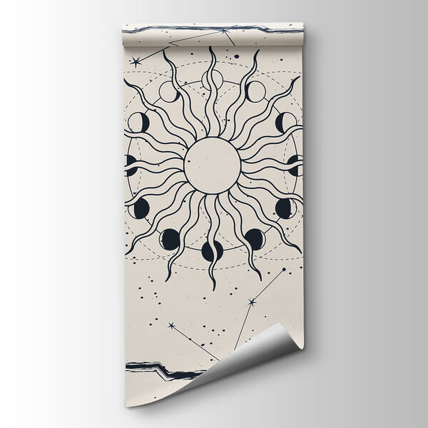 A drawing of the sun and the moon