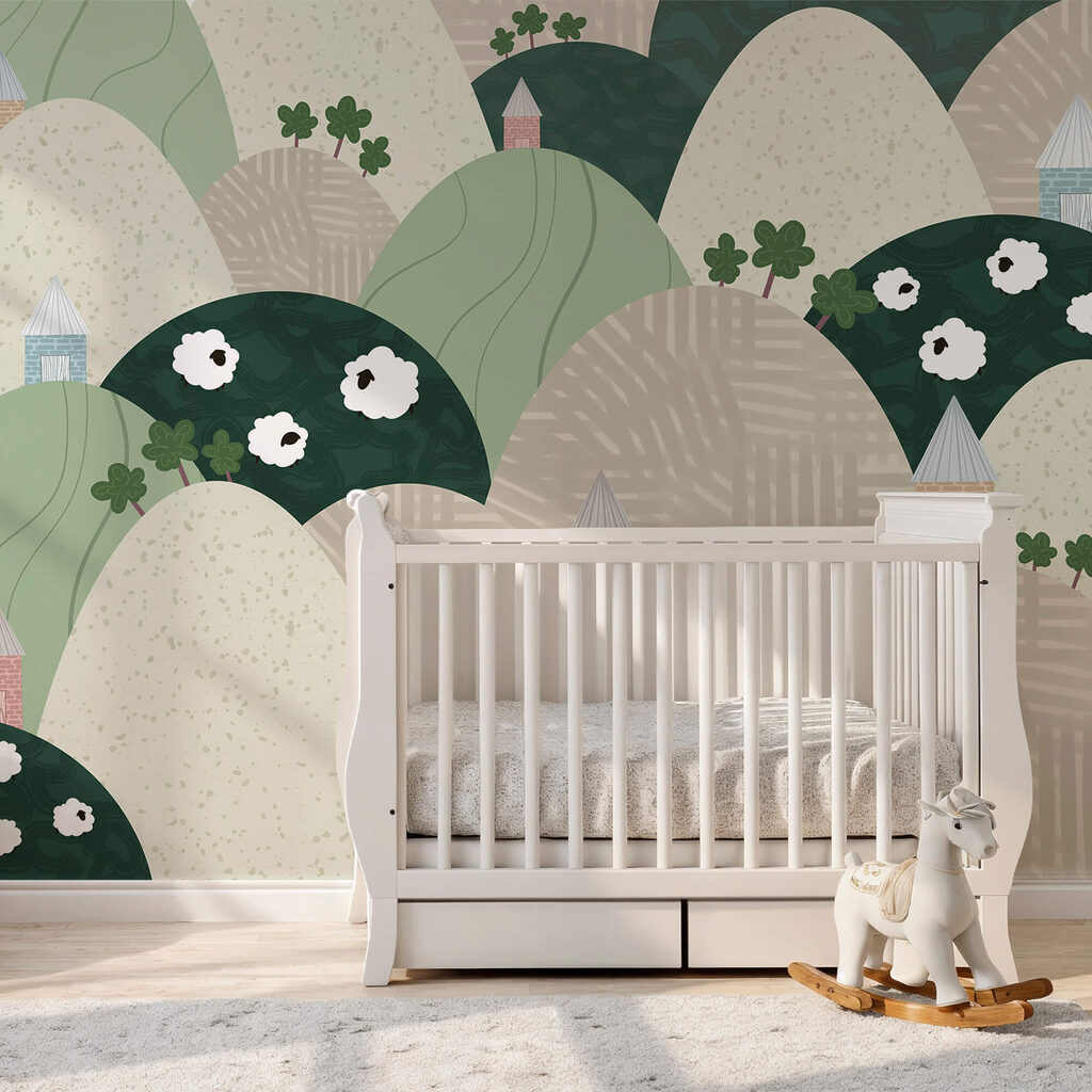 Landscape with hills and flowers