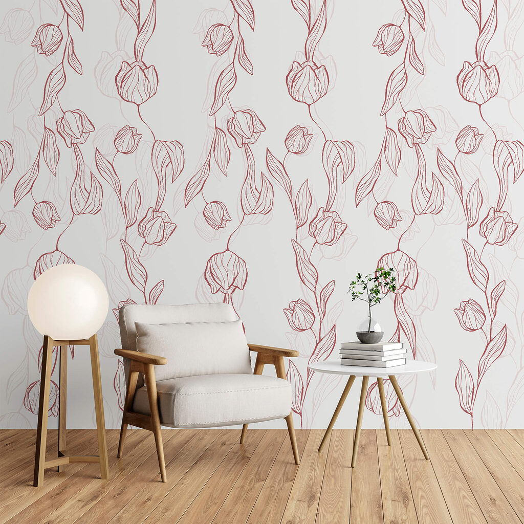 Pattern of flowers and leaves