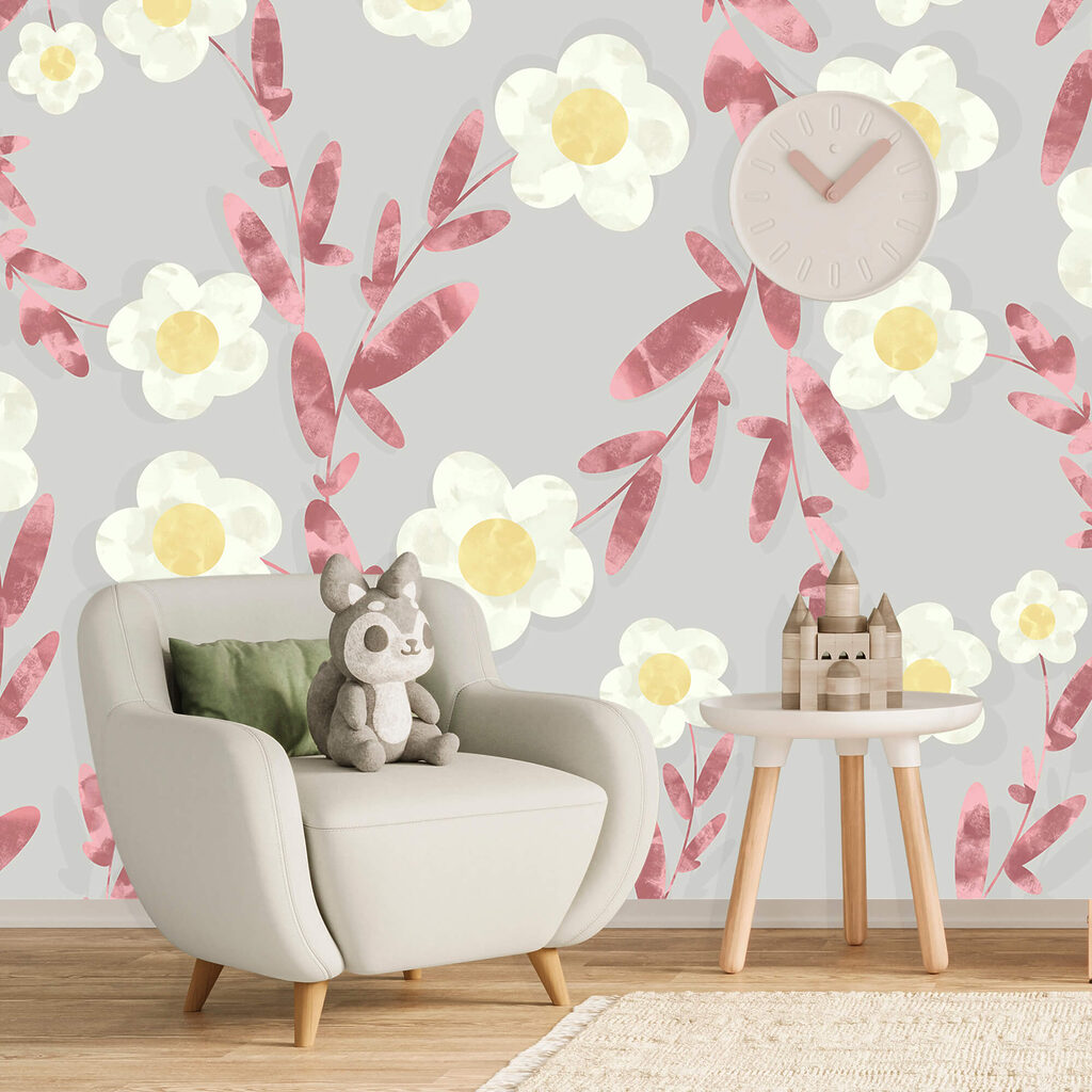 Pattern of white and yellow flowers