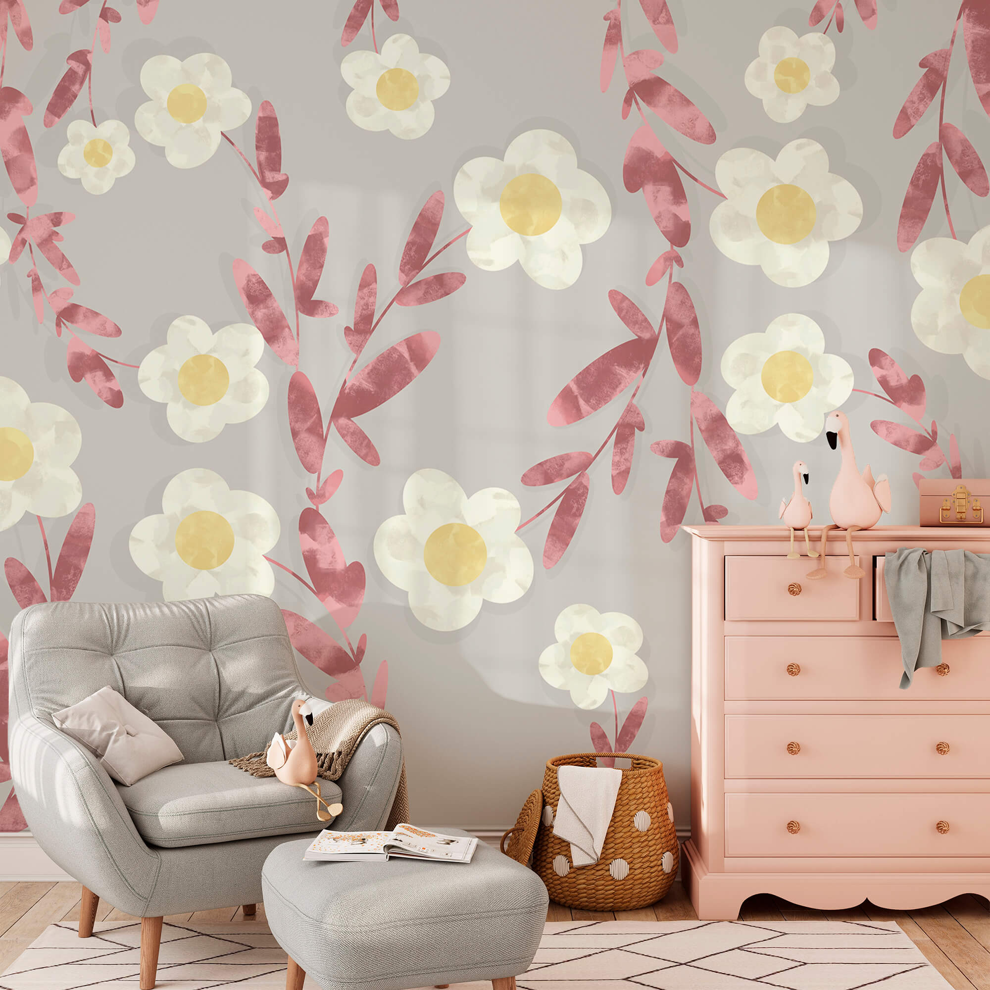 Pattern of white and yellow flowers