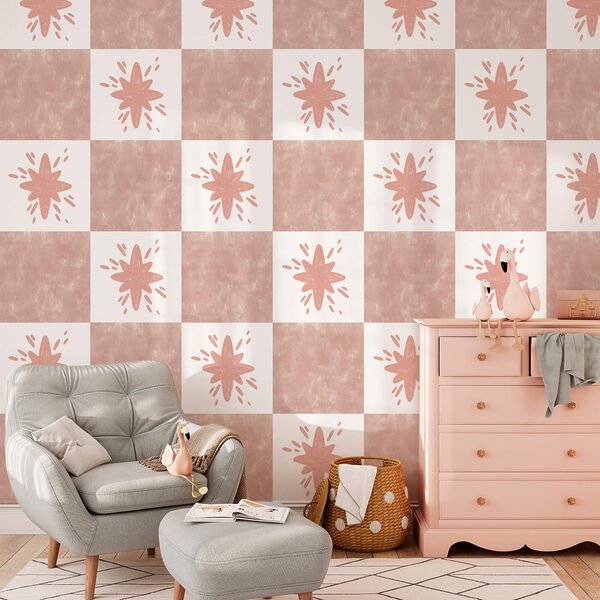 Wall murals Pattern of pink squares with white squares (SKU: t00439) Wall murals Wall murals Pattern of pink squares with white squares (SKU: t00439)