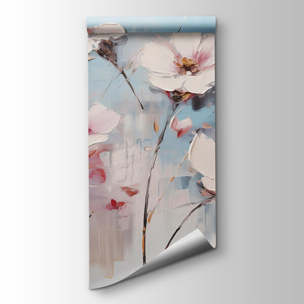 Painting of flowers on a blue background Painting of flowers on a blue background