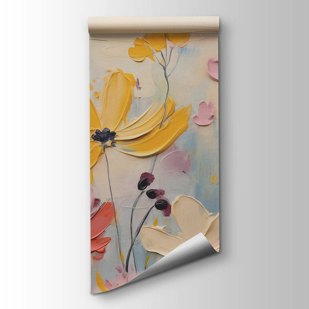Painting of flowers on a white surface Painting of flowers on a white surface