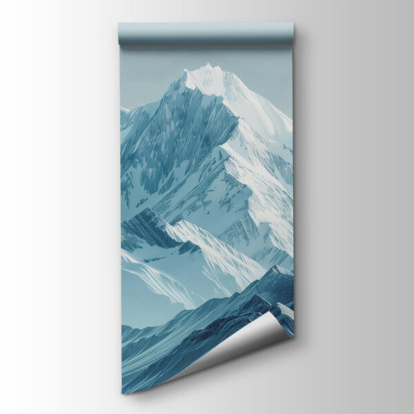Snowy mountain range with blue sky