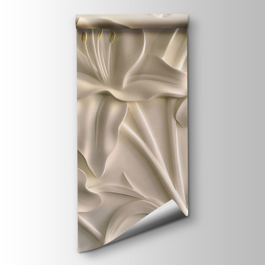 White flower carving on a wall