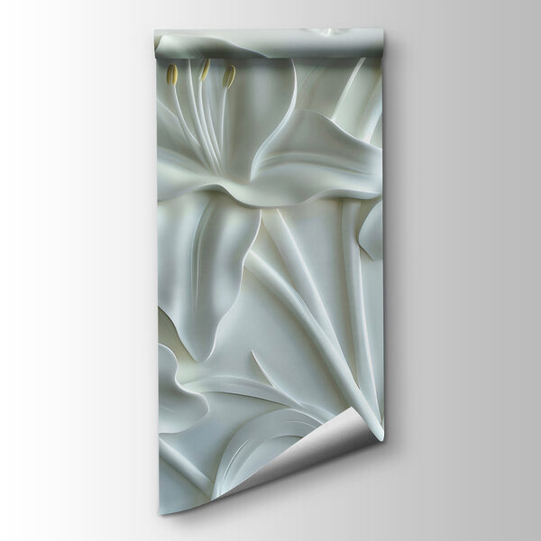 White flower carving on a wall