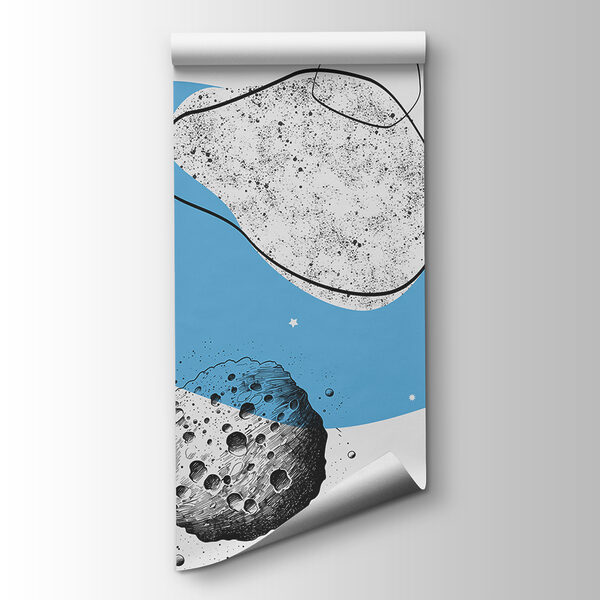 Drawing of an astronaut running in space