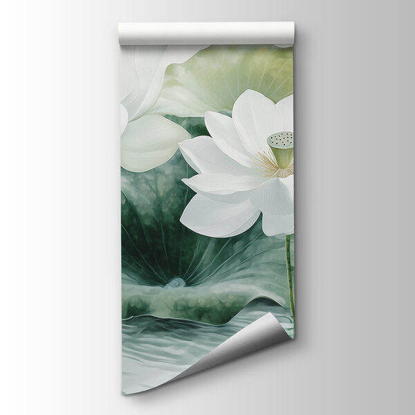 Group of white flowers and green leaves in water